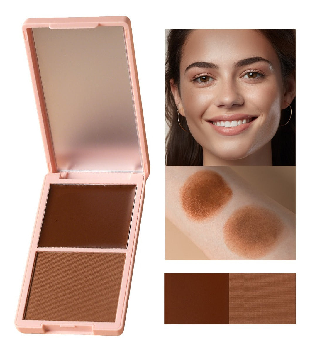 Pink Two-color High Pigment Powder and Cream Blush Palette