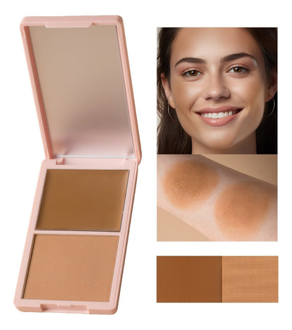 Pink Two-color High Pigment Powder and Cream Blush Palette