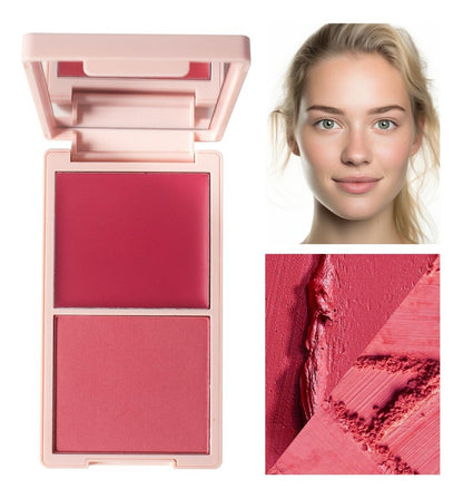 Pink Two-color High Pigment Powder and Cream Blush Palette