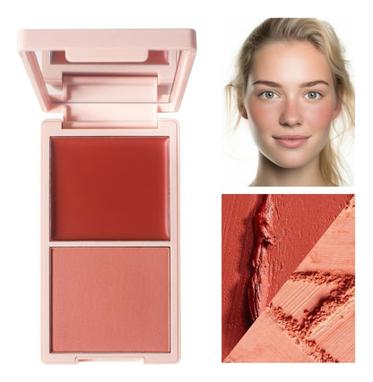 Pink Two-color High Pigment Powder and Cream Blush Palette