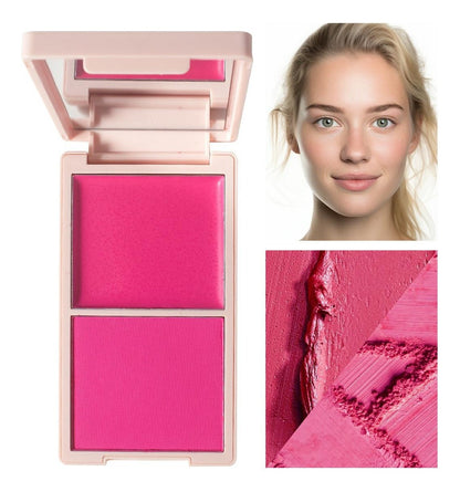 Pink Two-color High Pigment Powder and Cream Blush Palette