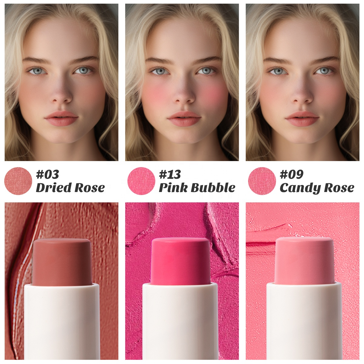 White round blush stick