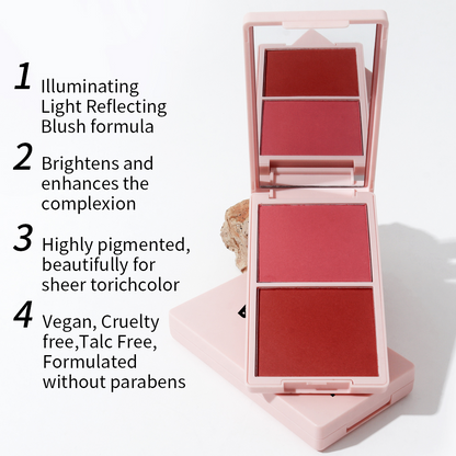 Pink Two-color High Pigment Powder and Cream Blush Palette