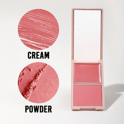 Pink Two-color High Pigment Powder and Cream Blush Palette